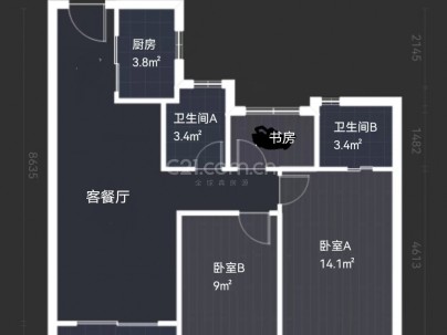 吾悦广场二期（璟悦府） 3室 2厅 89平米