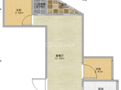 墨斗小区 2室 1厅 80平米