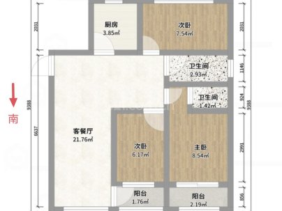 东方明珠城住宅区 3室 2厅 163.78平米