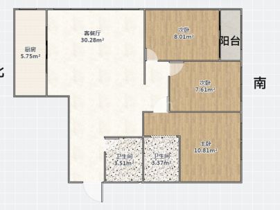 香滨左岸四组团 2室 1厅 107平米