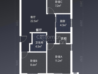 上陡门2组团 3室 1厅 82平米