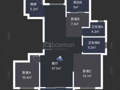 景屿嘉园 3室 1厅 132平米