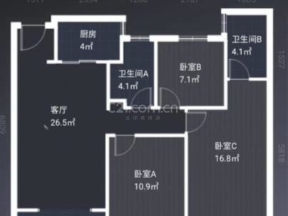 新都会 3室 2厅 93.03平米