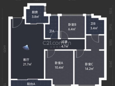 奥体华府 2室 1厅 89平米