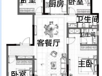 保利天悦 4室 2厅 135平米