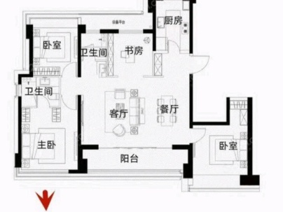 时代滨江上品揽江园 4室 2厅 139平米