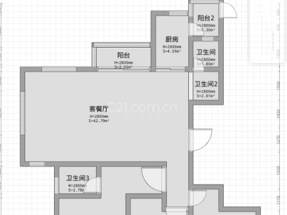 军干大厦 3室 2厅 147平米