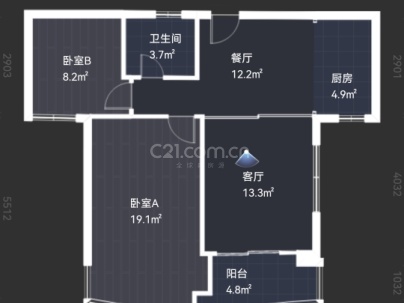 金川家园 2室 1厅 83平米