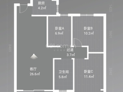 瓯鹿幸福里 3室 2厅 97平米