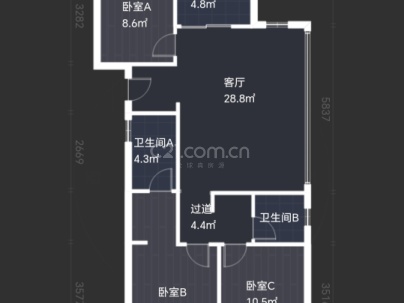 桂语江南 3室 2厅 112平米