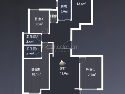 国宾一号北区(南湖锦园) 3室 2厅 127平米