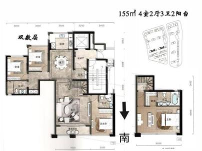 新希望天麓 3室 2厅 154.23平米