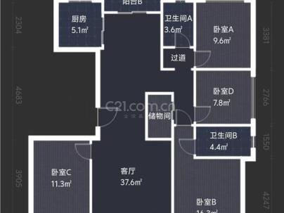 德信翡丽湾 3室 2厅 133平米