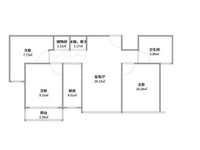 华鸿中央城 3室 2厅 89.67平米