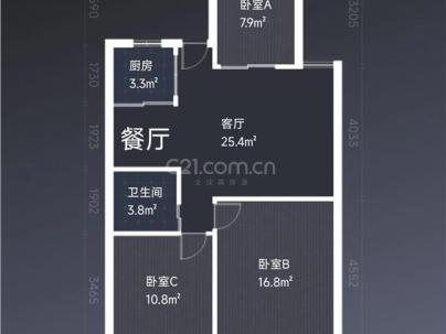 天盛花园 3室 2厅 90平米