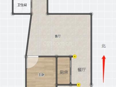 珠冠大厦 2室 1厅 51.17平米