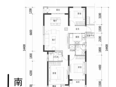 滨月轩二组团 3室 2厅 120平米