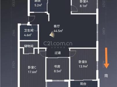 城南花园 3室 2厅 128平米