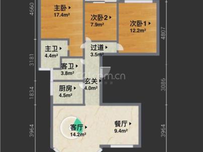 滨江九里 3室 2厅 98平米