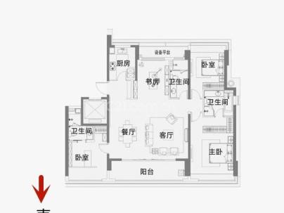 时代滨江上品揽江园 4室 2厅 168平米