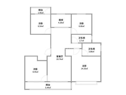 鹿岛万象天地（鹿岛润园） 4室 2厅 128平米