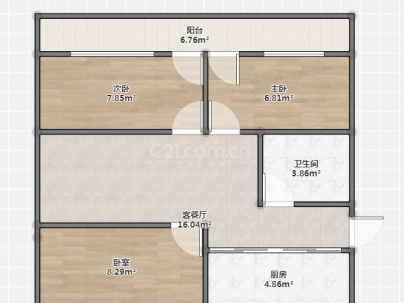 桂组团(永强) 3室 1厅 85平米