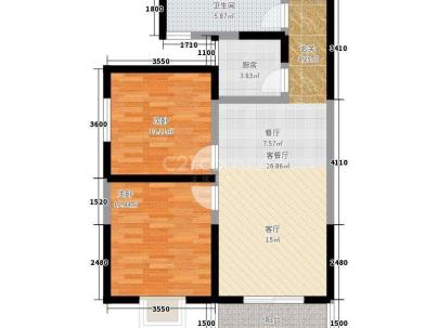 龙新小区 2室 2厅 61.16平米
