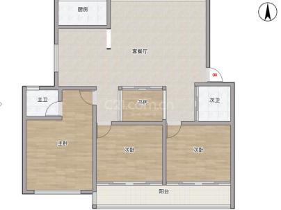 雁湖住宅区二组团（鸿福家园） 3室 2厅 134平米