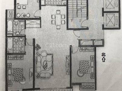 同人花园A区 3室 2厅 133平米