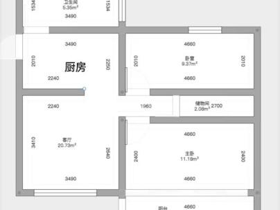 手肘头巷 2室 1厅 74.07平米