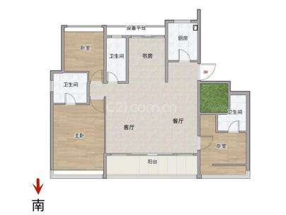 时代滨江上品揽江园 4室 2厅 168平米