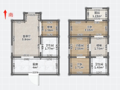 港龙·柏悦公馆 3室 2厅 58平米