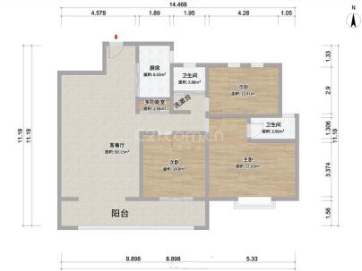 锦天名邸 3室 2厅 89平米