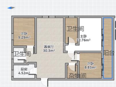 立体城富江庭(望江府） 3室 2厅 119平米