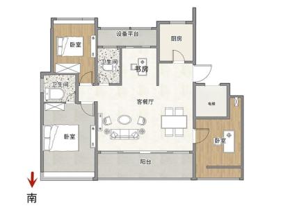 时代滨江上品揽江园 4室 2厅 143.83平米