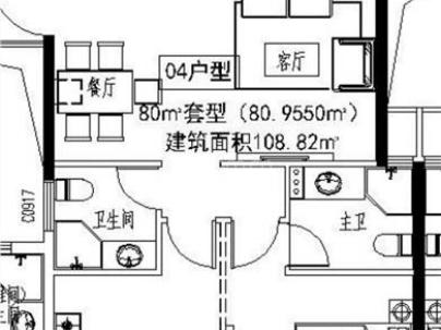 富悦江庭(上江村黄屿单元C-16地块) 3室 2厅 108平米