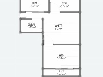 永楠公寓 2室 1厅 78.41平米