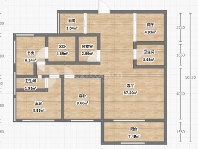 吴桥大厦 4室 1厅 183平米