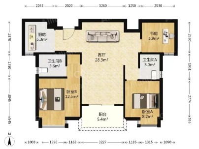 甲里家园一组团 3室 2厅 106.55平米