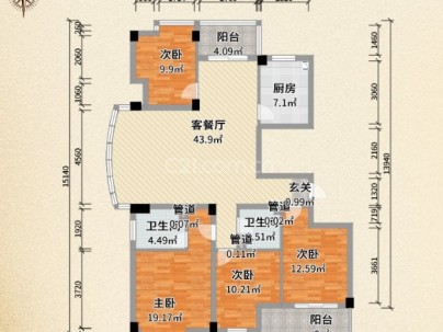 华城公寓 4室 2厅 163平米