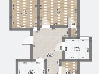 瑶溪住宅区二组团 3室 1厅 90.7平米