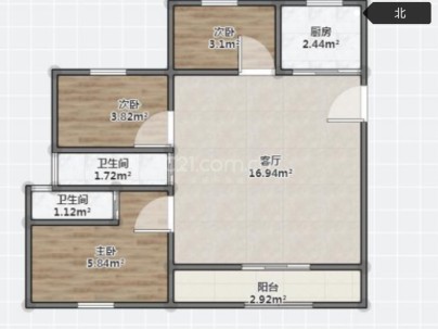 塘河锦园 3室 2厅 100平米