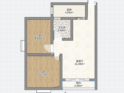 广信大厦 2室 1厅 96.41平米