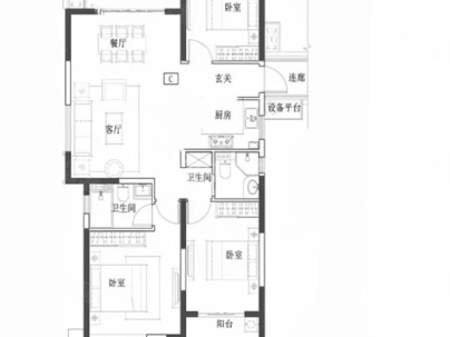 滨月轩一组团 3室 2厅 120平米