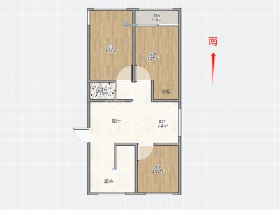 华盖公寓 3室 1厅 98平米