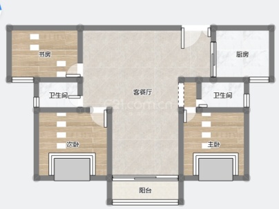 新西嘉园 3室 1厅 106平米