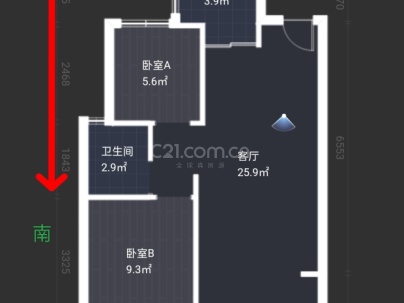 双桥小区 2室 2厅 62.28平米