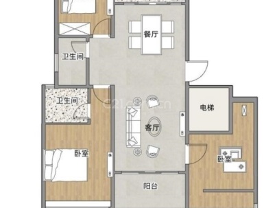 时代滨江上品揽江园 3室 2厅 130平米