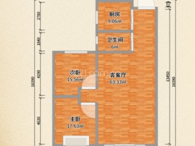 新泽雅苑二组团 2室 1厅 76.7平米