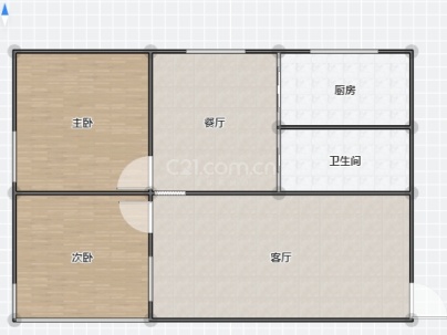 水心樱组团 2室 1厅 57平米